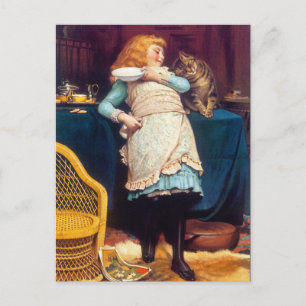Kitty Cat Love  - Vintage Kunst Postkarte
