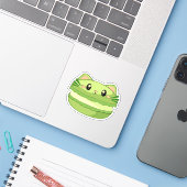 Kitty Cat Matcha Macaron Aufkleber (Laptop mit iPhone)