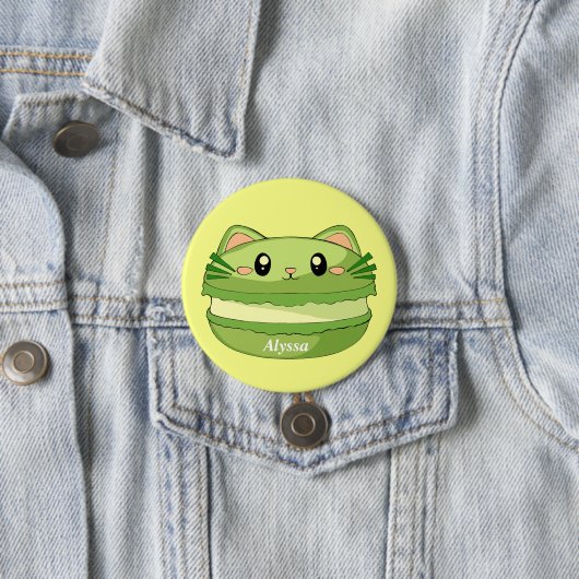 Kitty Cat Matcha Macaron Button (Beispiel)