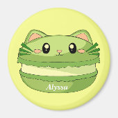 Kitty Cat Matcha Macaron Magnet (Vorne)