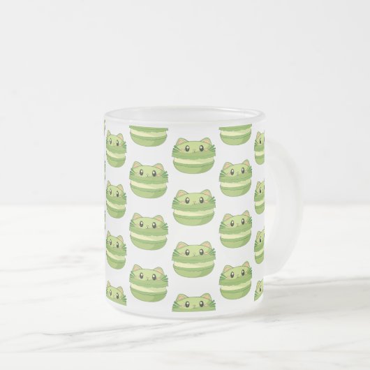 Kitty Cat Matcha Macaron Mattglastasse (VorderseiteRechts)