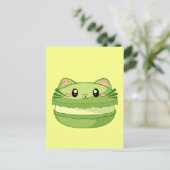 Kitty Cat Matcha Macaron Postkarte (Stehend Vorderseite)
