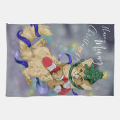 Kitty Cat Meowy Weihnachten! Geschirrtuch (Horizontal)