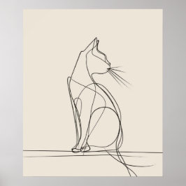 Kitty Cat minimalistische Line Art Poster
