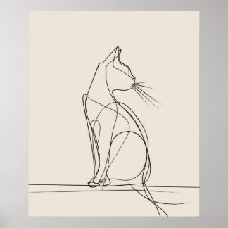 Kitty Cat minimalistische Line Art Poster