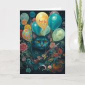 Kitty Cat mit Birthday Balloons Karte (Vorderseite)