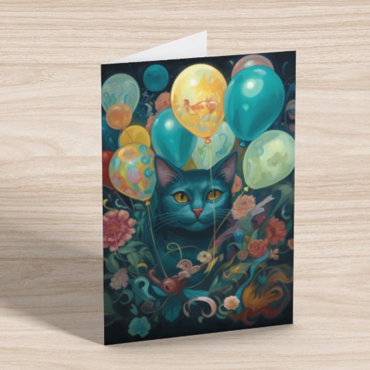 Kitty Cat mit Birthday Balloons Karte