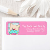 Kitty Cat mit Cupcake Birthday Address Labels d1 (Insitu)