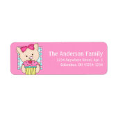 Kitty Cat mit Cupcake Birthday Address Labels d2 (Vorne)