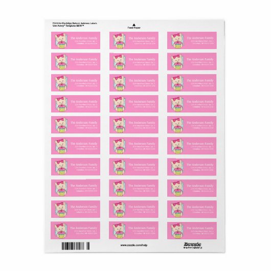 Kitty Cat mit Cupcake Birthday Address Labels d2 (Vorne)