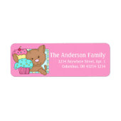 Kitty Cat mit Cupcake Birthday Address Labels d3 (Vorne)