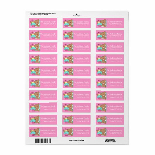 Kitty Cat mit Cupcake Birthday Address Labels d3 (Vorne)