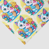 Kitty Cat mit Eis Summer Kawaii Charakter Seidenpapier (Detail)