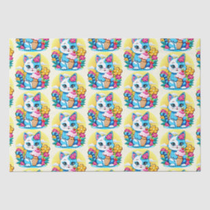 Kitty Cat mit Eis Summer Kawaii Charakter Seidenpapier
