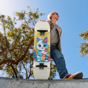 Kitty Cat mit Eis Summer Kawaii Charakter Skateboard
