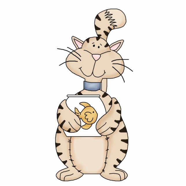 Kitty Cat mit Goldfish Ornament Fotoskulptur Ornament (Vorne)