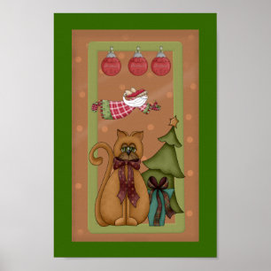 Kitty Cat mit Tree Picture Poster