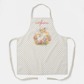 Kitty Cat mit Tulips Personalisiert Wasserfarbe Schürze (Vorderseite)