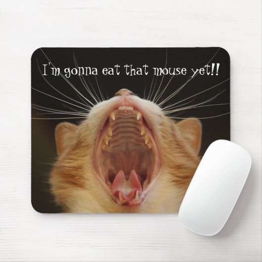 Kitty Cat Mouth Wide Open Mouse Eater Mousepad (Mit Mouse)