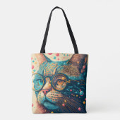 Kitty Cat Nah-up Illustration Tasche (Rückseite)