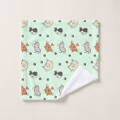 Kitty Cat Pattern Badhandtuch Set (Waschlappen)