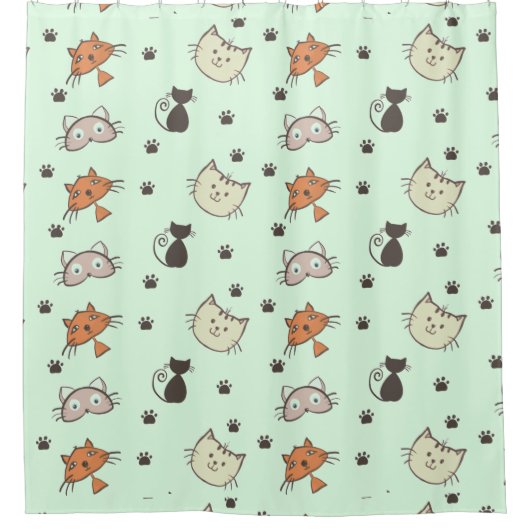 Kitty Cat Pattern Duschvorhang (Vorderseite)