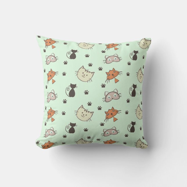 Kitty Cat Pattern Kissen (Vorderseite)