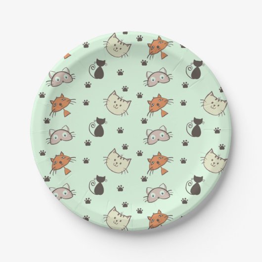 Kitty Cat Pattern Pappteller (Vorderseite)