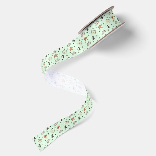 Kitty Cat Pattern Satinband (Rückseite)