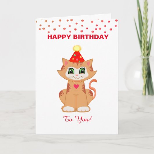 Kitty Cat Personalisiert Birthday wünscht Karte (Vorderseite)
