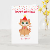 Kitty Cat Personalisiert Birthday wünscht Karte (Gelbe Blume)