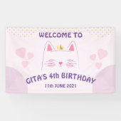Kitty Cat Pink Birthday Banner (Horizontal)