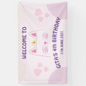 Kitty Cat Pink Birthday Banner (Vertikal)