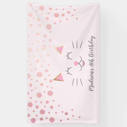 Kitty Cat Pink Geburtstag Banner (Vertikal)