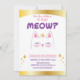Kitty Cat Pink Gold Geburtstagsparty Einladung