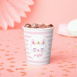 Kitty Cat Pink Gold Geburtstagsparty Pappbecher
