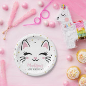 Kitty Cat Pink Gold Geburtstagsparty Pappteller (Party)