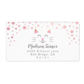 Kitty Cat Pink Gold Glitzer Rücksendeadresse (Vorne)