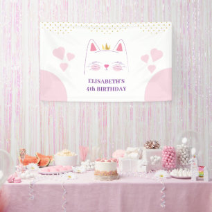Kitty Cat Pink und Gold Geburtstagsparty Banner