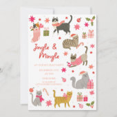 Kitty Cat Pink Weihnachts-Party Einladung (Vorderseite)