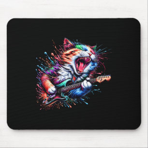 Kitty Cat Playing Gitarre Rock Cat Heavy Metal Cat Mousepad
