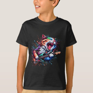 Kitty Cat Playing Gitarre Rock Cat Heavy Metal Cat T-Shirt