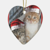 Kitty Cat Santa Claus Keramik Ornament (Links)