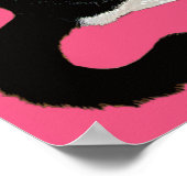Kitty Cat, Schwarz und Weiß auf Hot Pink Poster (Ecke)