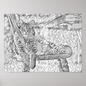 Kitty Cat Sitzen im Stuhl Abstrakte Kunstfarben Poster (Vorne)