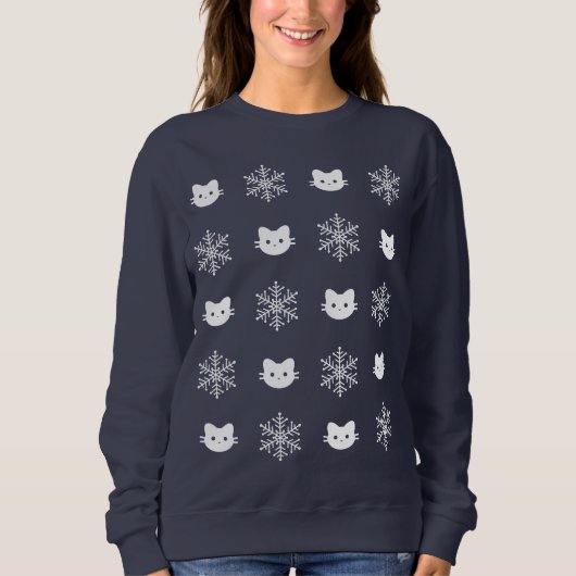 Kitty Cat Snowflake Weihnachten Sweatshirt (Vorderseite)