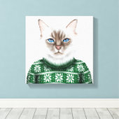 Kitty Cat Sweater Leinwanddruck (Insitu (Holzboden))