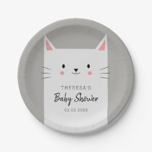 Kitty Cat Theme Babydusche White Kitten Pappteller