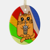 Kitty Cat trinken Boba Tee Keramik Ornament (Rechts)
