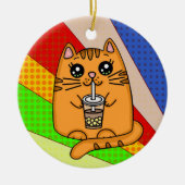 Kitty Cat trinken Boba Tee Keramik Ornament (Vorne)